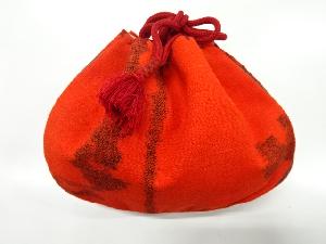 アンティーク　抽象模様織出し巾着